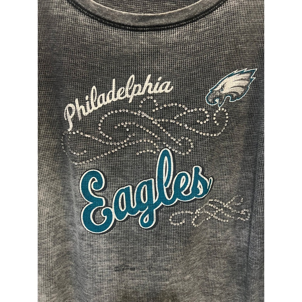 Touch by Alyssa Milano Philadelphia Eagles Thermal Top Grey Rhinestone XL (1167) - Picture 2 of 14